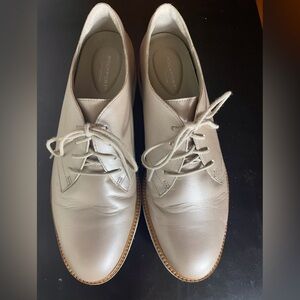 Rockport Taupe/Light Goldish Leather Lace-Up Casual Dress Shoe